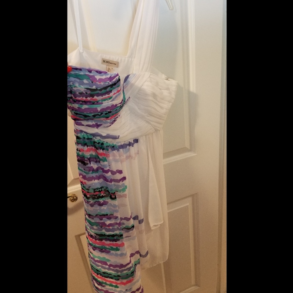 BCBG Generation one shoulder white dress